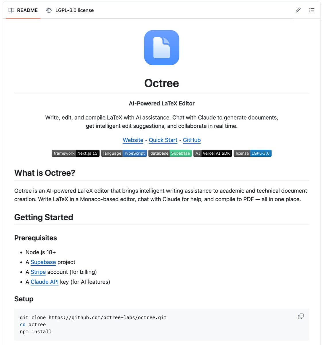 Octree: Open-Source AI LaTeX Editor Challenges Overleaf's Dominance
