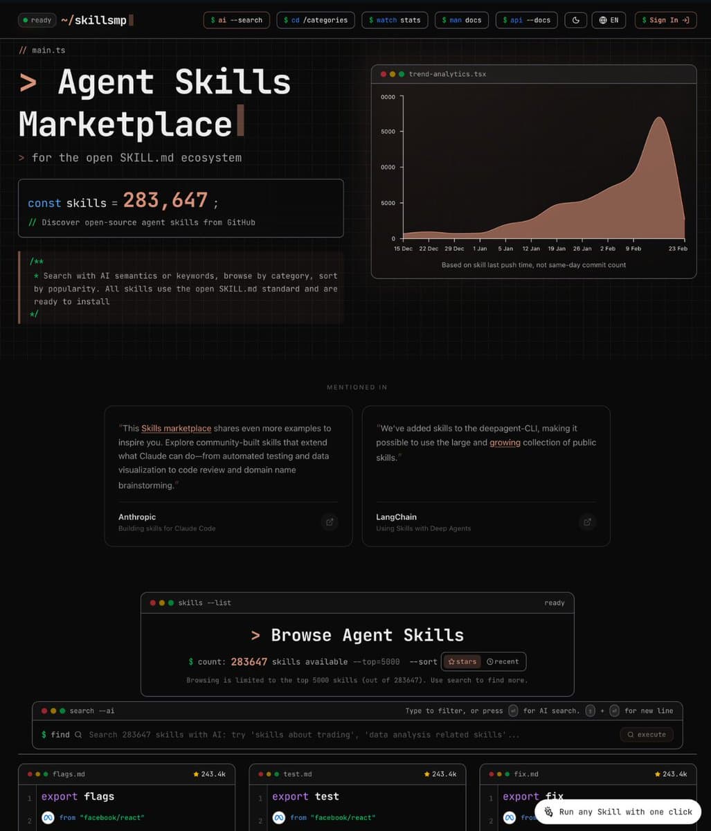 SkillsMP Launches AI 'App Store' with 270,000+ Claude Skills for Seamless Code Automation