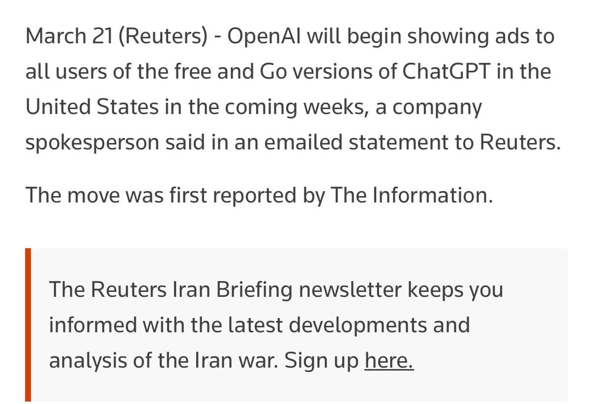 OpenAI to Introduce Ads for Free and ChatGPT Go Users in the United States