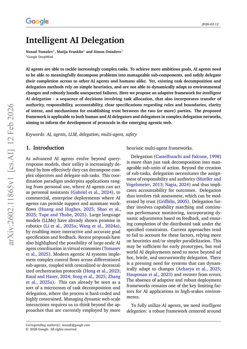 Google DeepMind's Intelligent Delegation Framework: The Missing Infrastructure for AI Agents