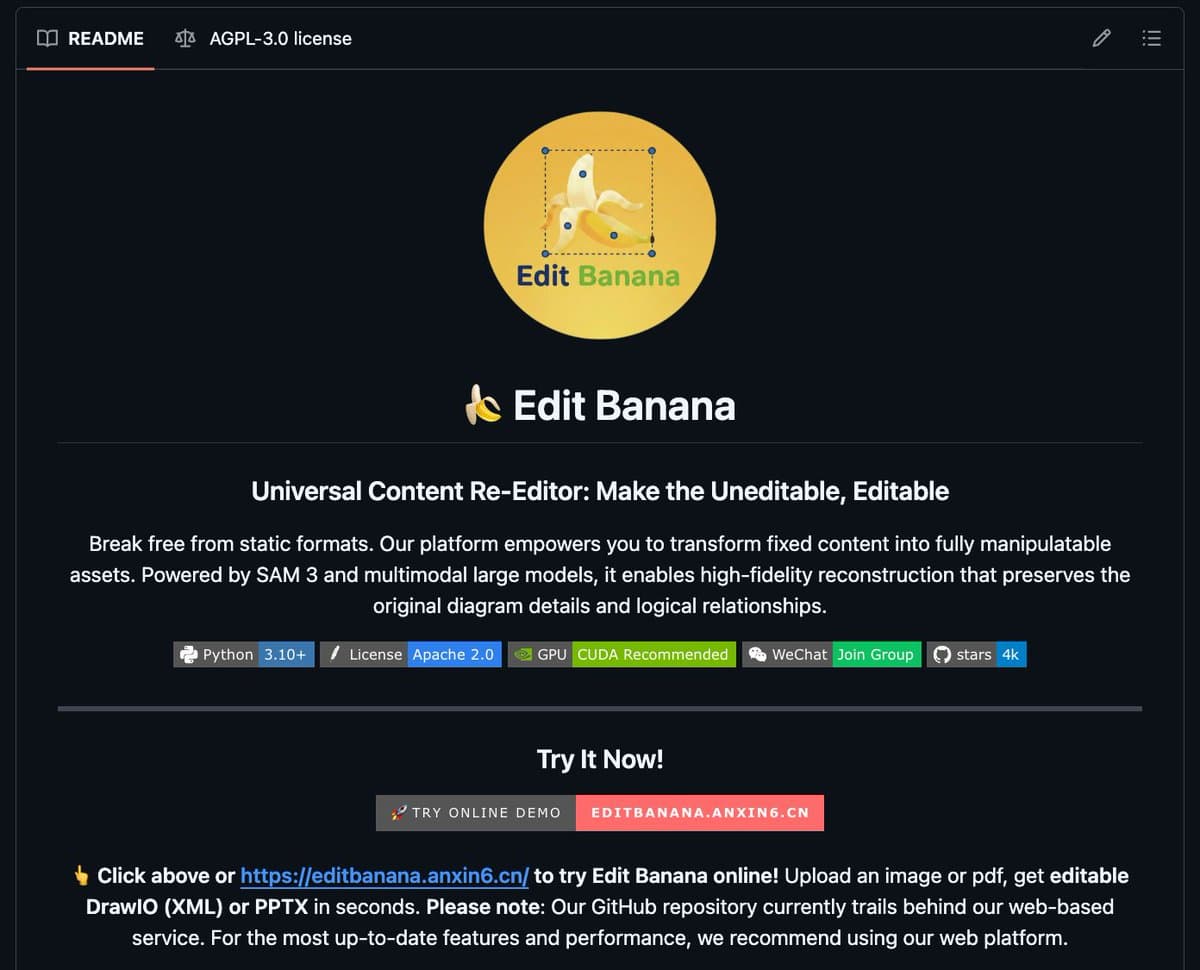 Edit Banana: The Open-Source AI That Transforms Screenshots Into Editable Diagrams