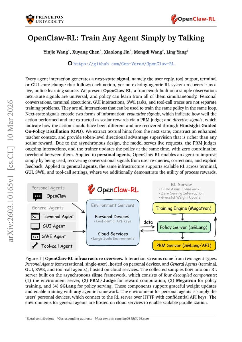 OpenClaw-RL: Princeton's AI That Learns From Every Conversation in Real-Time