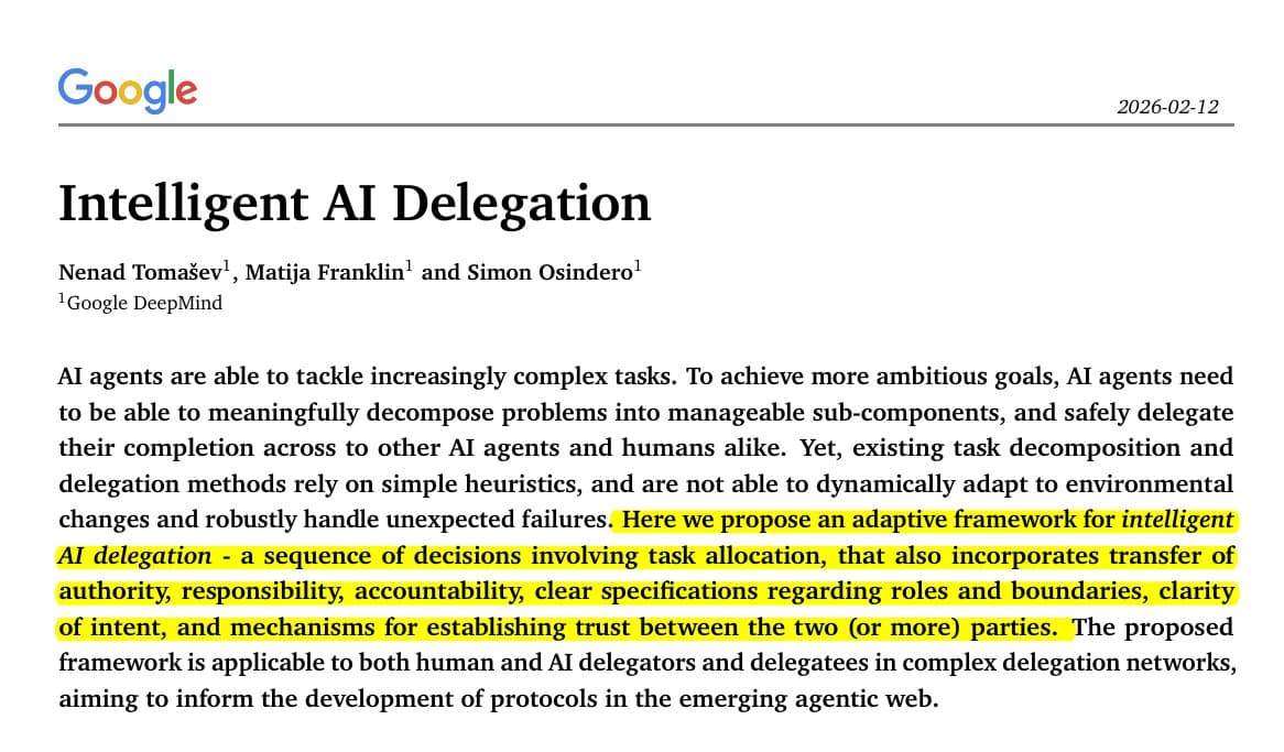 Google DeepMind Proposes 'Intelligent AI Delegation' Framework for Dynamic Task Handoffs with Verifiable Trust