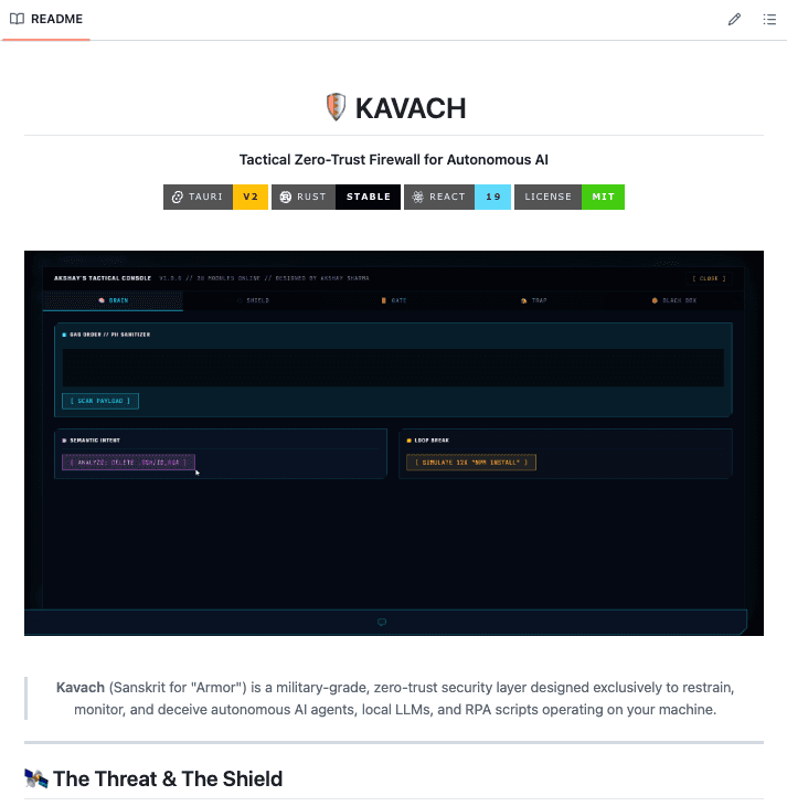 Kavach: Open-Source Local Firewall for AI Agents Intercepts Destructive File Ops and Network Exfiltration