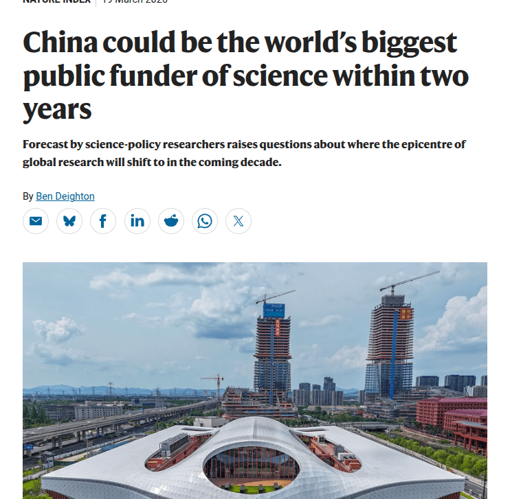 Nature Report: China's Public R&D Spending Nears US Levels, Shifting Global Science Funding Landscape