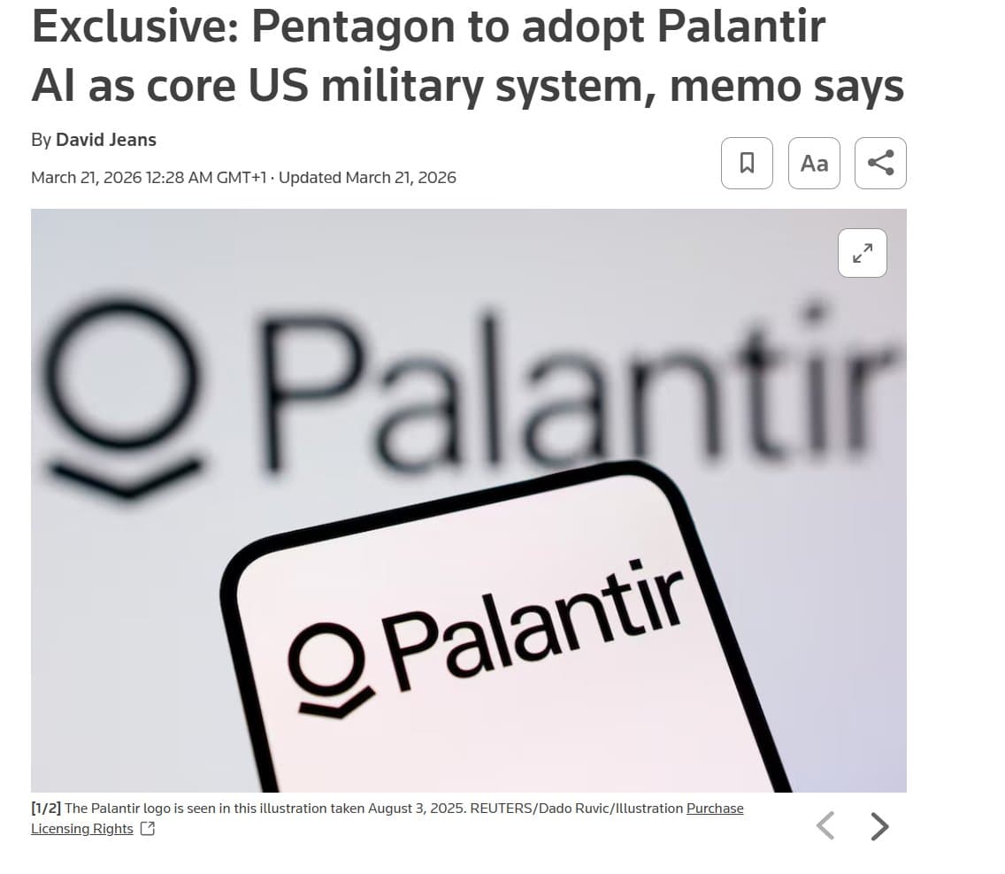 Pentagon to Integrate Palantir's AI Platform as Core Military System, Despite Anthropic Supply Chain Concerns