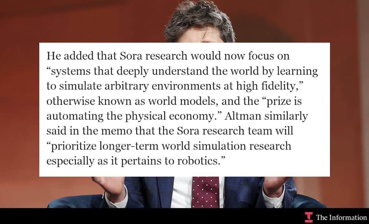 OpenAI Shifts Sora Team to World-Model Research, Reportedly Cancels Video Model for Compute