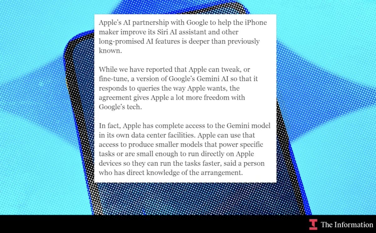 Apple Reportedly Gains Full Internal Access to Google's Gemini for On-Device Model Distillation