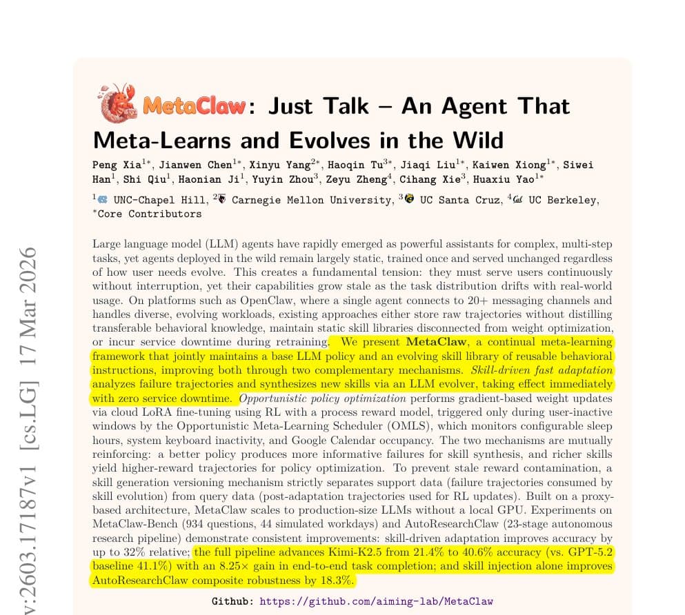 MetaClaw Enables Deployed LLM Agents to Learn Continuously with Fast & Slow Loops