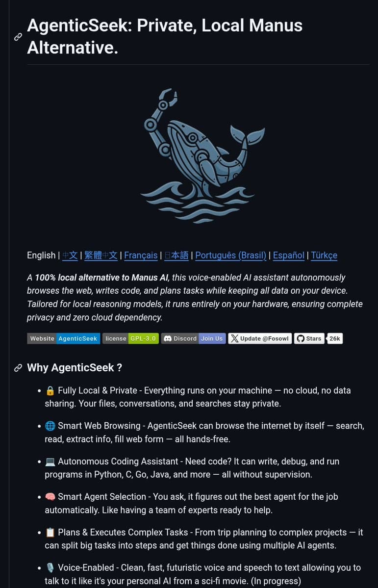 Open-Source 'Manus Alternative' Emerges: Fully Local AI Agent with Web Browsing, Code Execution, and Voice Input
