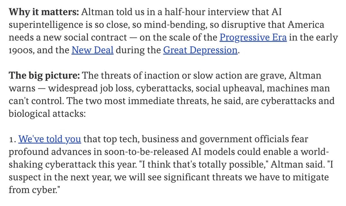 Sam Altman Warns of Near-Term AI Superintelligence, Urges New Social Contract