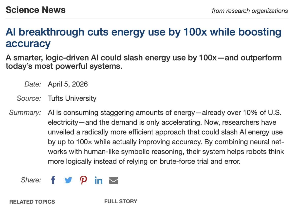 AI System Claims 100x Energy Efficiency Gain with Higher Accuracy