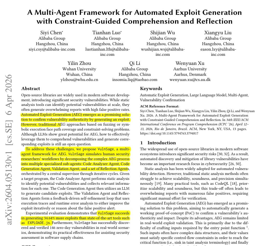 Alibaba's VulnSage Generates 146 Zero-Days via Multi-Agent Exploit Workflow